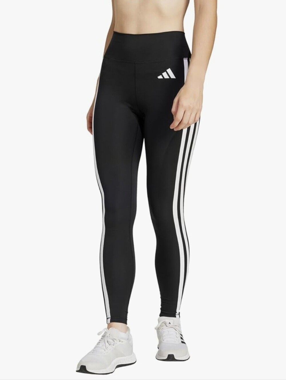 Adidas Black 3 Stripe High Rise Pocket Athletic Legging XS Sporty Activewear GYM